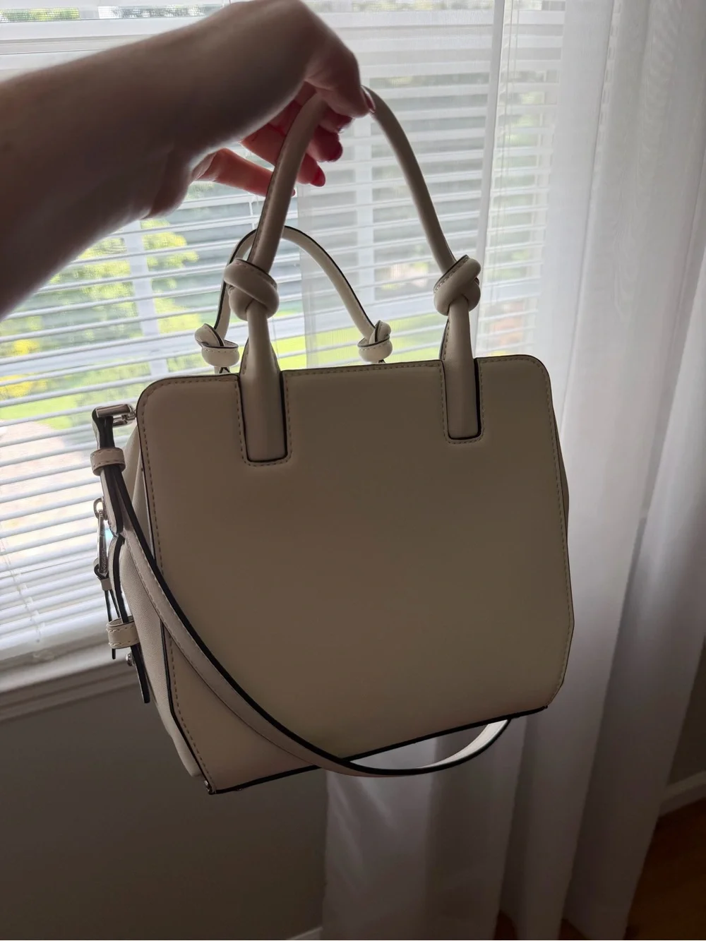Calvin Klein Ivory Top-Handle Satchel with Detachable Strap